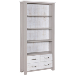 Baumhaus Greystone 3 Drawer 4 Shelf White Open Bookcase - thumbnail 2