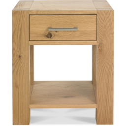Bentley Designs Turin Light Oak Single Drawer Single Shelf Lamp Table - thumbnail 3