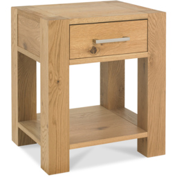Bentley Designs Turin Light Oak Single Drawer Single Shelf Lamp Table - thumbnail 2