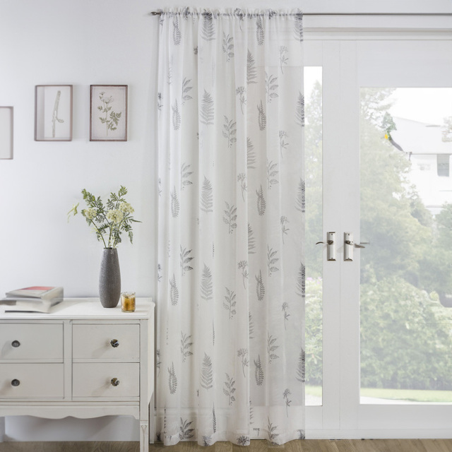 Grey Bracken Panel Voile Curtain 140 x 122cm - image 1