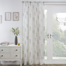 Grey Bracken Panel Voile Curtain 140 x 122cm - thumbnail 1
