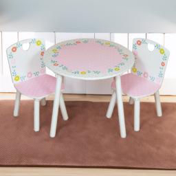 Kidsaw Country Cottage 2 Seater White and Pink Table and Chairs