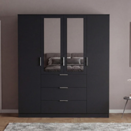 Vida Designs Trega Black 4 Door 3 Drawer Mirrored Wardrobe - thumbnail 3