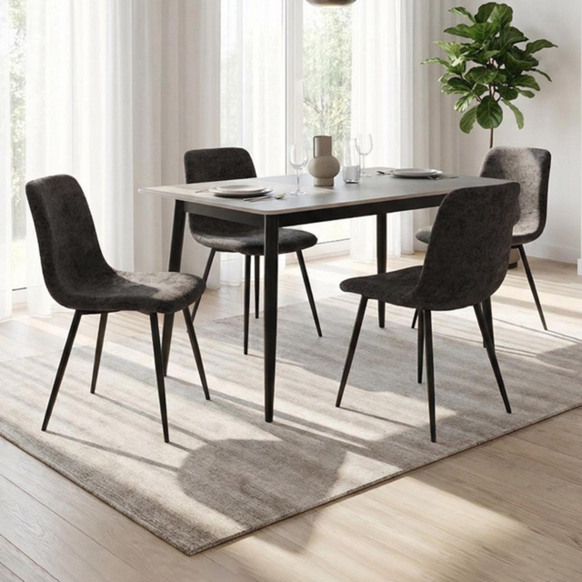 FWStyle Nova Evie 4 Seater Sintered Stone Dining Set Grey - image 1