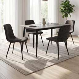 FWStyle Nova Evie 4 Seater Sintered Stone Dining Set Grey