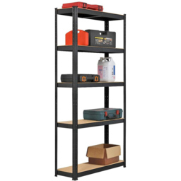 AMOS 5 Tier Black Powder Coated Steel Shelving Unit