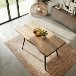 Home Source Avara and Ashford Oak Woodgrain Effect and Beige 4 Seater Dining Set - thumbnail 3