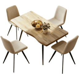 Home Source Avara and Ashford Oak Woodgrain Effect and Beige 4 Seater Dining Set - thumbnail 2