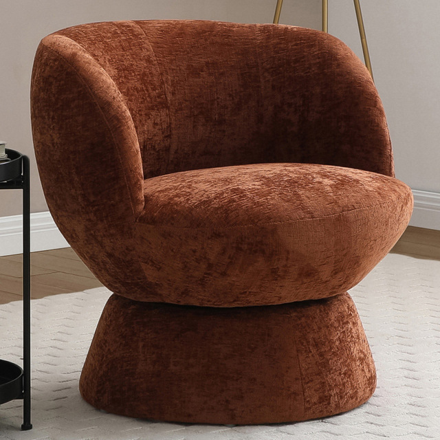 Tom Terracotta Chenille Swivel Accent Tub Chair - image 1