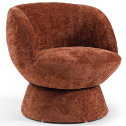 Tom Terracotta Chenille Swivel Accent Tub Chair - thumbnail 3