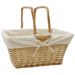 JVL 20L Acacia Honey Rectangular Willow Shopping Basket with Handles - thumbnail 1