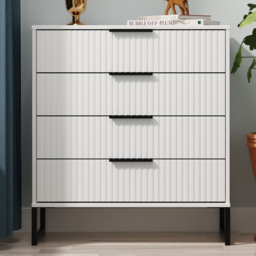 Crowndale Fluted 4 Drawer White Matt Chest of Drawers Ready Assembled - thumbnail 1