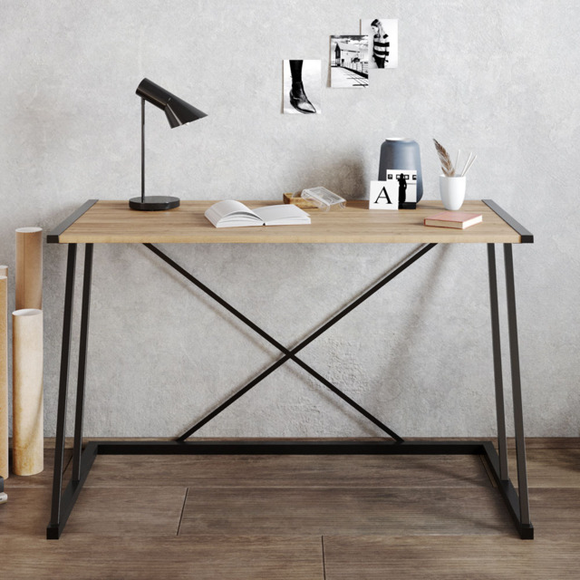 Decorotika Anemon Walnut and Black White Computer Desk - image 1