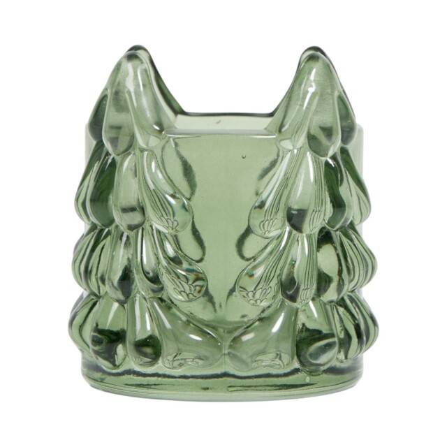 Festive Green Tree Glass Tealight Holder - image 1