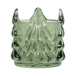 Festive Green Tree Glass Tealight Holder - thumbnail 2
