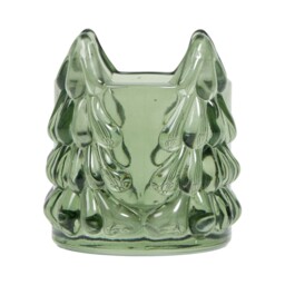 Festive Green Tree Glass Tealight Holder - thumbnail 1