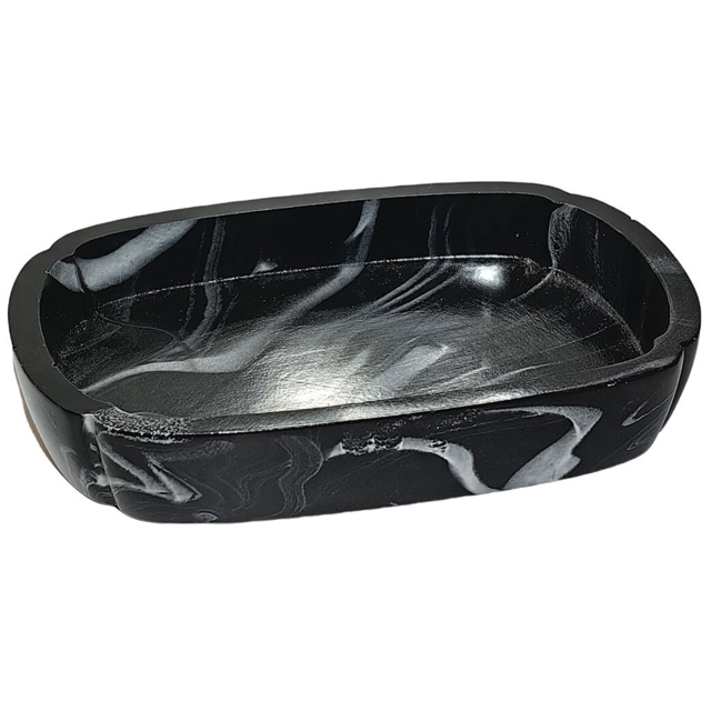 Black Carrara Marble Effect Soap Dish