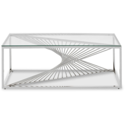 Premier Housewares Silver Glass Top Coffee Table - thumbnail 2