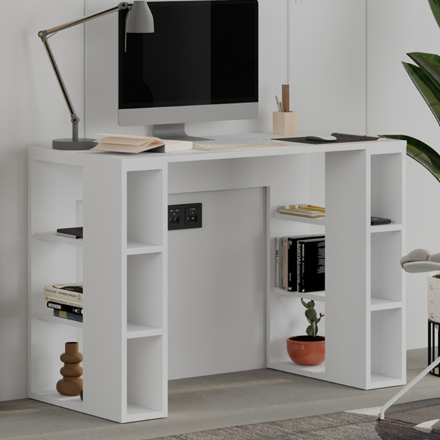 Decortie Colmar White 6 Shelf Computer Desk - image 1