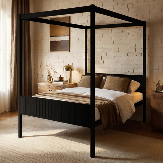 Flair Maddy Black Double 4 Poster Bed - image 1