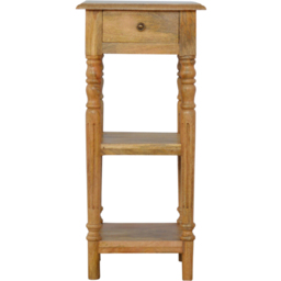 Artisan Furniture Beige Single Drawer 2 Shelf Solid Wood Turned-Leg Telephone Table - thumbnail 2