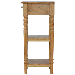 Artisan Furniture Beige Single Drawer 2 Shelf Solid Wood Turned-Leg Telephone Table - thumbnail 4