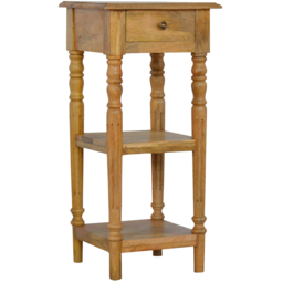 Artisan Furniture Beige Single Drawer 2 Shelf Solid Wood Turned-Leg Telephone Table - thumbnail 3