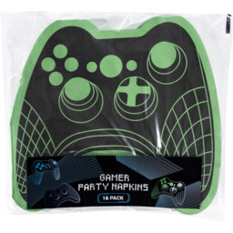 Pack of 16 Gaming Console Napkins Black - thumbnail 2