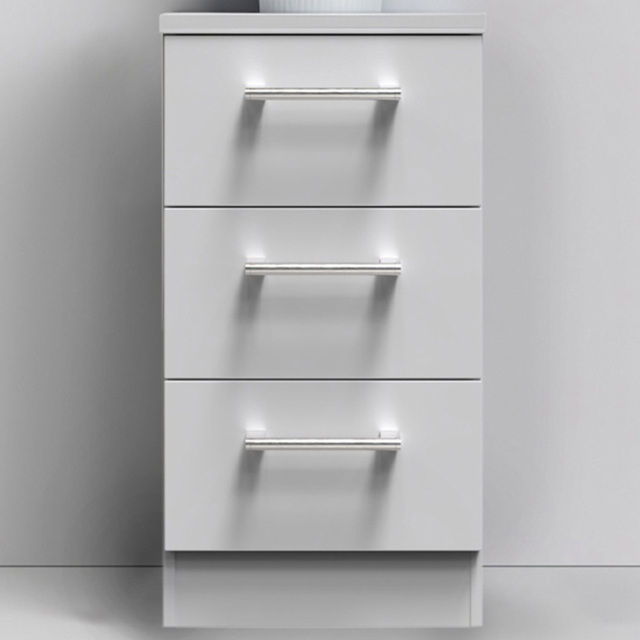 Crowndale Devon 3 Drawer White Matt Bedside Table - image 1