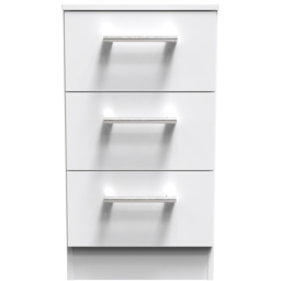 Crowndale Devon 3 Drawer White Matt Bedside Table - thumbnail 3