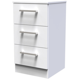 Crowndale Devon 3 Drawer White Matt Bedside Table - thumbnail 2