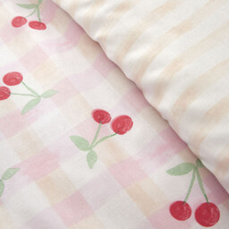 Pink King Size Cherries Gingham Duvet Set - thumbnail 4