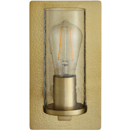 Merano Palermo Hammered Brass Plate with Textured Clear Glass Wall Lamp