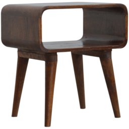 Artisan Furniture Chestnut Single Shelf Solid Wood Curved Open Bedside Table - thumbnail 4