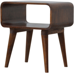 Artisan Furniture Chestnut Single Shelf Solid Wood Curved Open Bedside Table - thumbnail 3