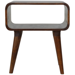 Artisan Furniture Chestnut Single Shelf Solid Wood Curved Open Bedside Table - thumbnail 2