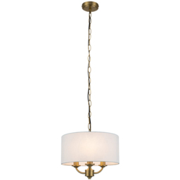 Cosylyte Winston 3 Light Brass Faux Linen Outer Shade Pendant Light