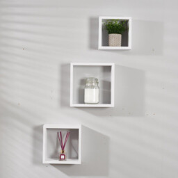 Matt White Wall Cube Set of 3 - thumbnail 1