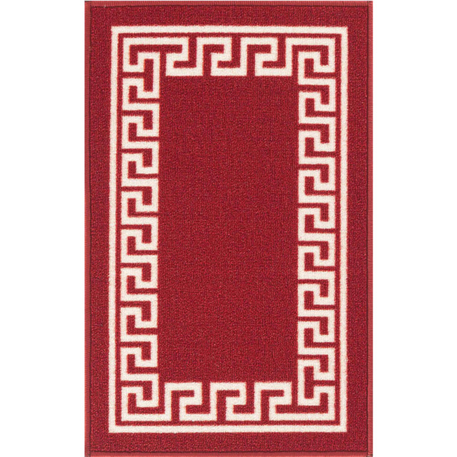 Desire Rugs Red White Anti Slip Greek Key Design Door Mat 40 x 60cm - image 1