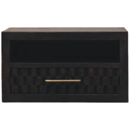 Artisan Furniture Cadiz Carved Brown Single Drawer Single Shelf Solid Wood Bedside Table - thumbnail 2