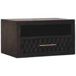 Artisan Furniture Cadiz Carved Brown Single Drawer Single Shelf Solid Wood Bedside Table - thumbnail 3