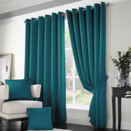 Alan Symonds Madison Teal Ring Top Curtain 229 x 274cm