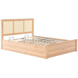Croxley King Size Oak Rattan Ottoman Bed - thumbnail 2
