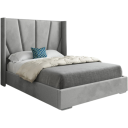 Bellini Grey Super King Size Velvet Upholstered Bed Frame with Wide Curved Winged Headboard - thumbnail 2