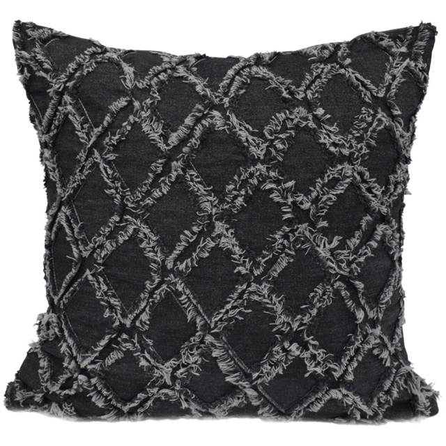 Velosso Denim Tufted Charcoal Filled Cushion 43 x 43cm 2 Pack - image 1