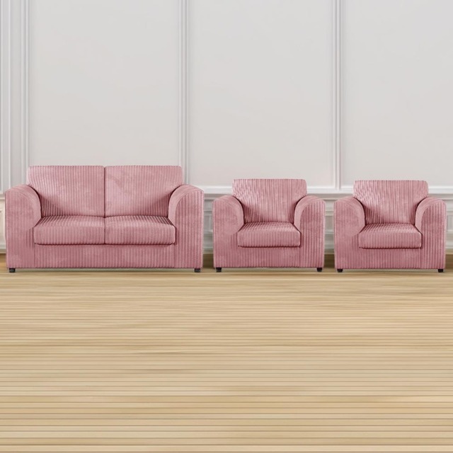 Luxor 4 Seater Pink Jumbo Cord Sofa Set with Full Back - image 1