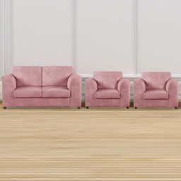 Luxor 4 Seater Pink Jumbo Cord Sofa Set with Full Back