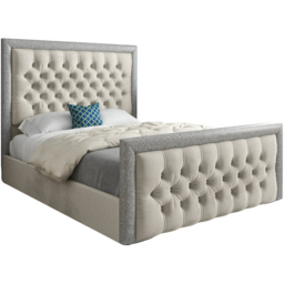Venice Double Silver Soft Velvet Upholstered Bed Frame with Glitter Border Headboard - thumbnail 2