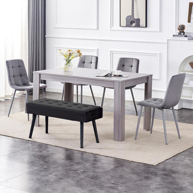 Portland 6 Seater Grey and Black Wooden Dining Set with Bench - image 1