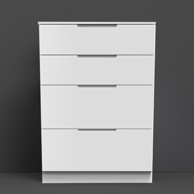 Crowndale Milan 4 Drawer Gloss White Deep Chest of Drawers - image 1